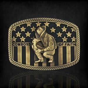 Montana Silversmiths Cowboys Of Faith Heritage Flag Buckle Retail $50 - NEW